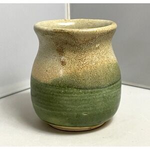 Studio Art Pottery Vase Green Cream Glazed Small Rustic Boho Decor Hand Turned